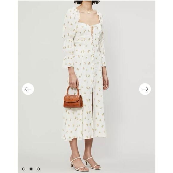 Reformation Roberta Floral Viscose Peasant Boho Maxi /Midi Dress Size 12 - Picture 8 of 10